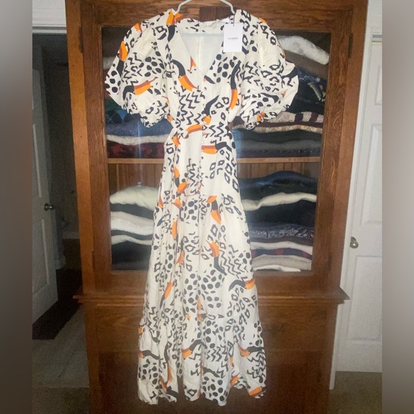 La Maise Studio Toucan Cutout Maxi Dress | Color: Cream/Orange | Size: S | Emilyr999's Closet